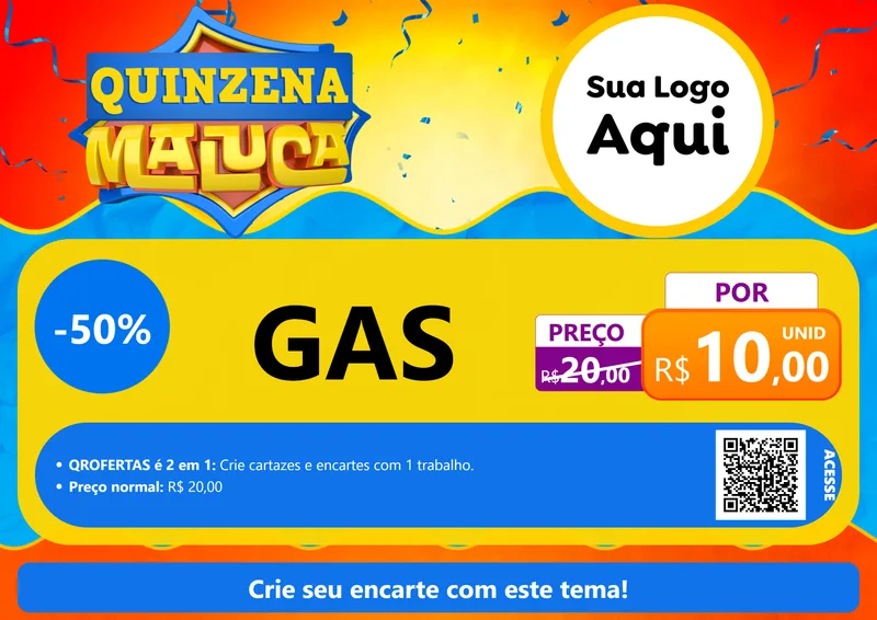 Modelo de Cartaz para Cartaz A4 Horizontal com o tema Quinzena Maluca para Água e gás