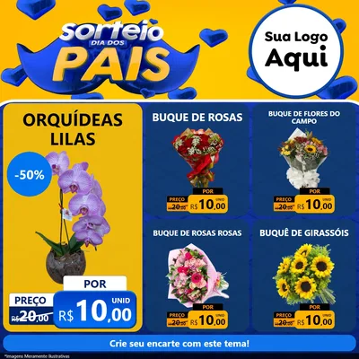 Modelo de Rede Social para Feed Facebook com o tema Sorteio Dia dos Pais para Floricultura e jardim