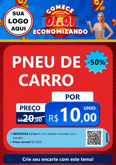 Modelo de Cartaz para Cartaz A4 Vertical com o tema Comece 1º de Janeiro Economizando para Auto peças