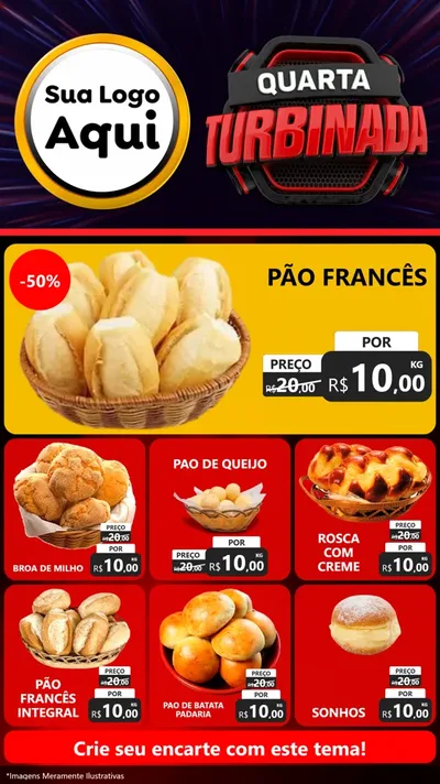 Modelo de Rede Social para Stories com o tema Quarta Turbinada para Padaria