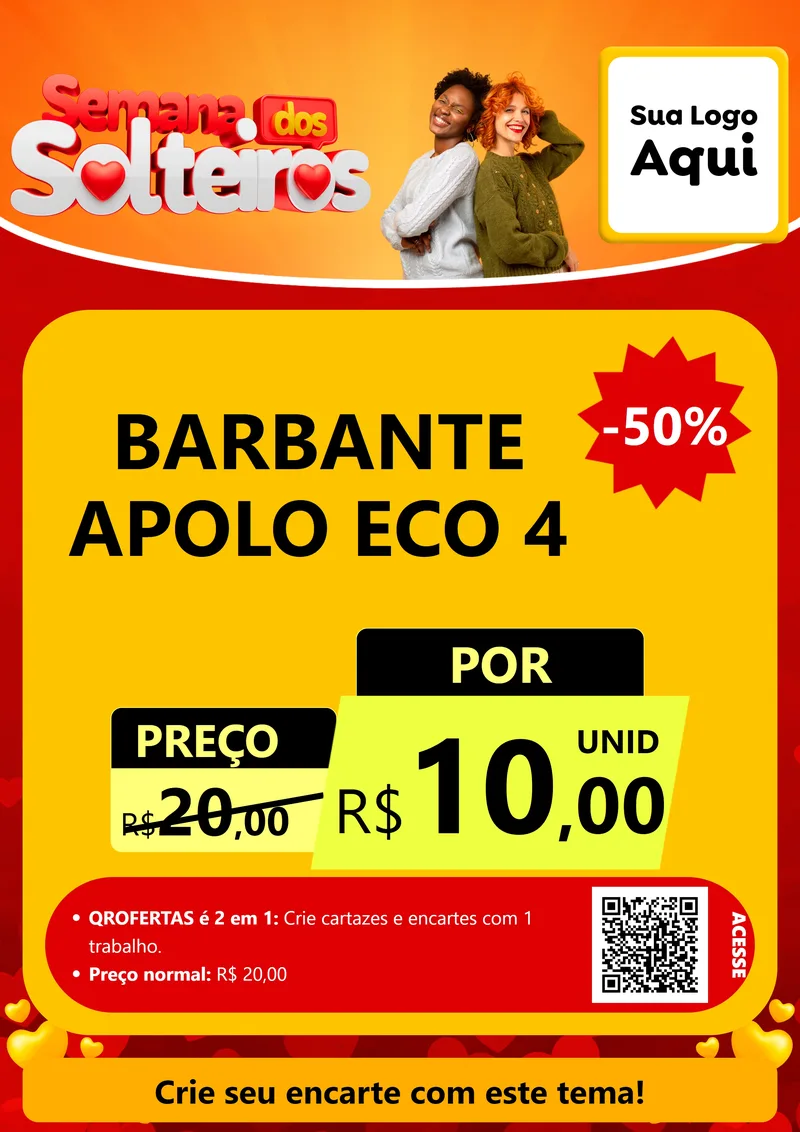 Modelo de Cartaz para Cartaz A4 Vertical com o tema Semana dos Solteiros para Armarinho e Aviamentos