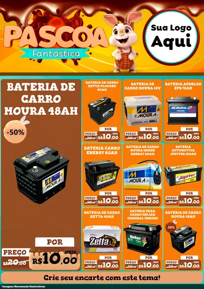 Modelo de Encarte para Encarte A4 Vertical com o tema Páscoa Fantástica para Baterias Elétricas