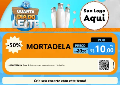 Modelo de Cartaz para Cartaz A4 Horizontal com o tema Quarta Dia do Leite para Frios e Laticínios
