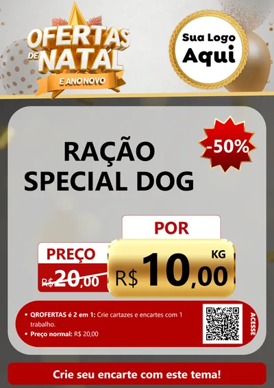 Modelo de Cartaz para Cartaz A4 Vertical com o tema Ofertas De Natal E Ano Novo para Pet Shop