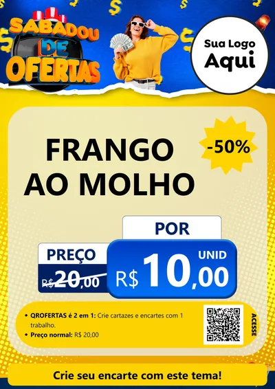 Modelo de Cartaz para Cartaz A4 Vertical com o tema Sabadou de Ofertas para Restaurante