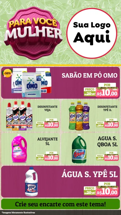 Modelo de TV para TV Vertical com o tema Para Você Mulher para Produtos de Limpeza