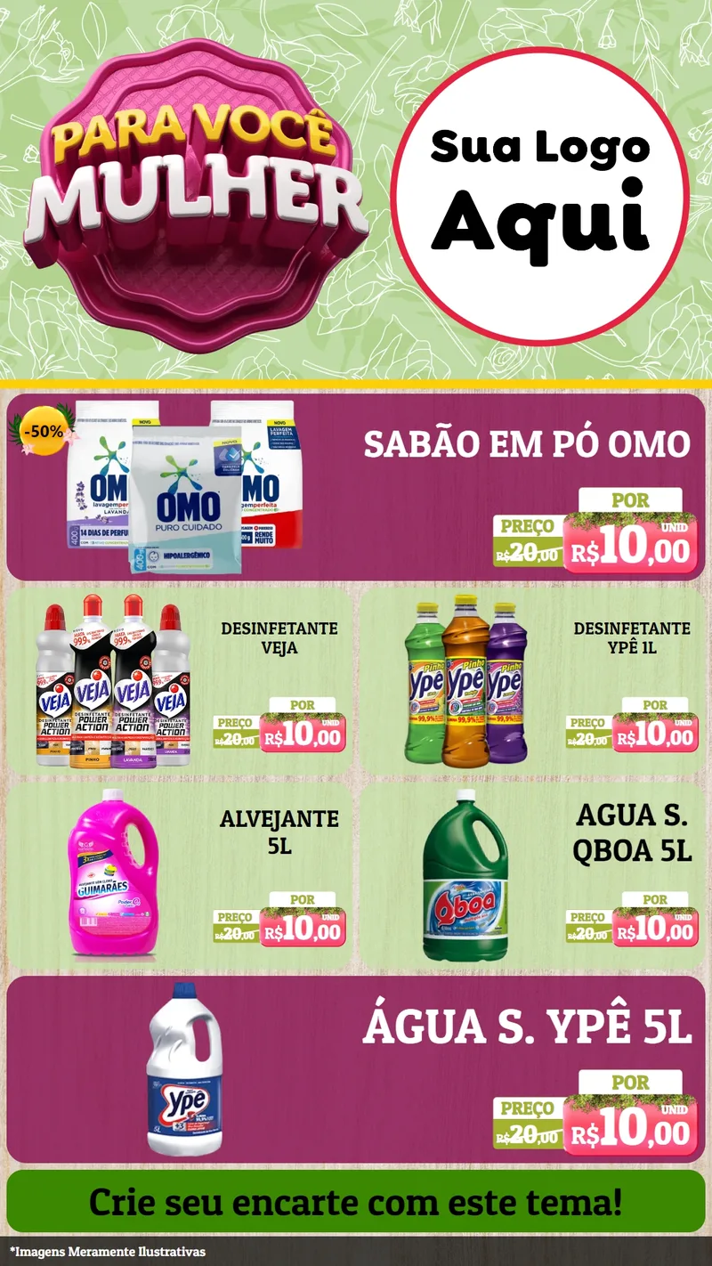 Modelo de TV para TV Vertical com o tema Para Você Mulher para Produtos de Limpeza