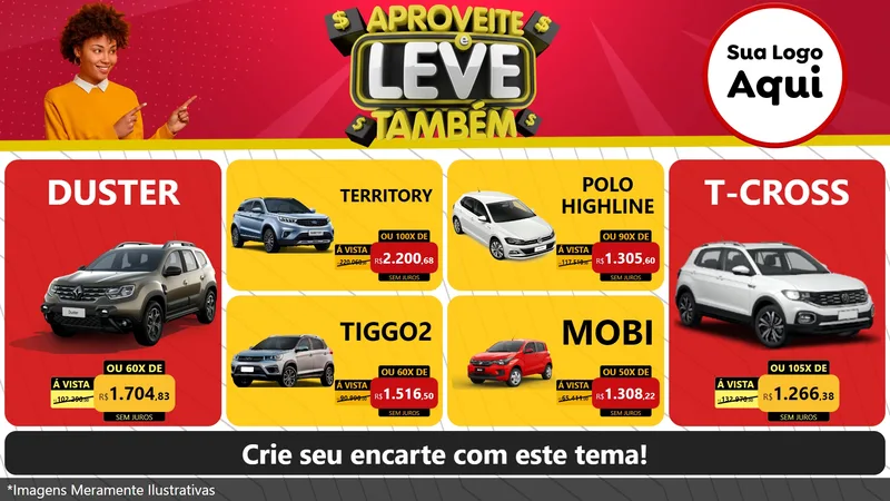 Modelo de TV para TV Horizontal com o tema Aproveite e Leve Também para Concessionaria de Carros