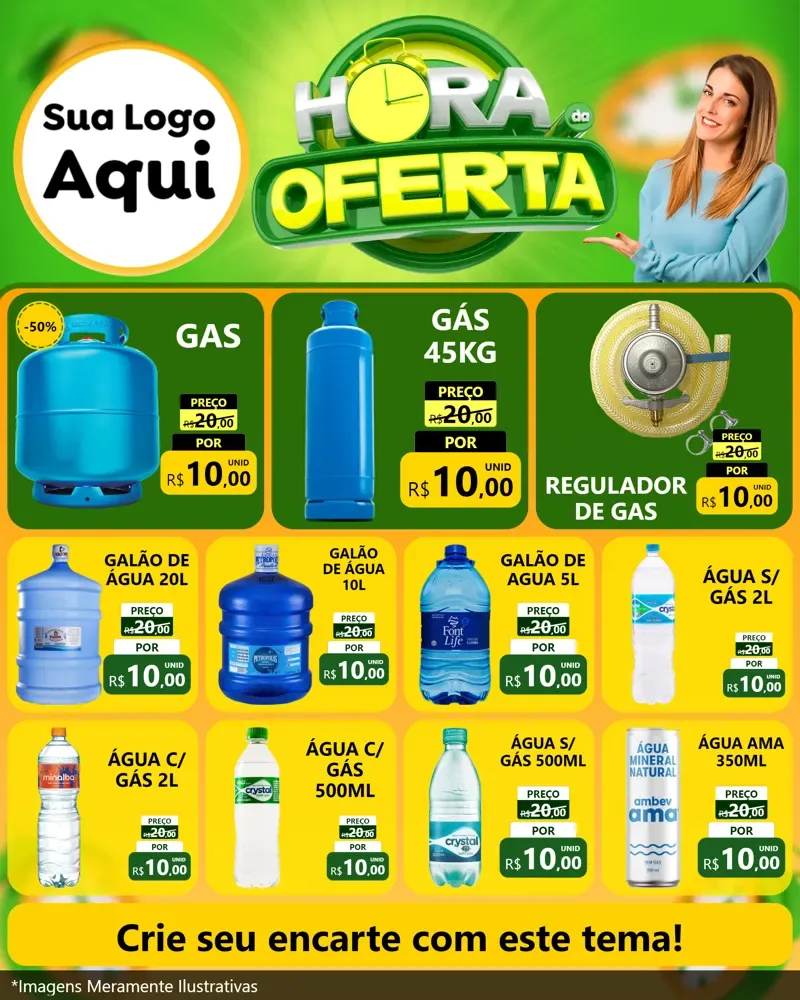 Modelo de Rede Social para Feed Instagram com o tema Hora da Oferta para Água e gás