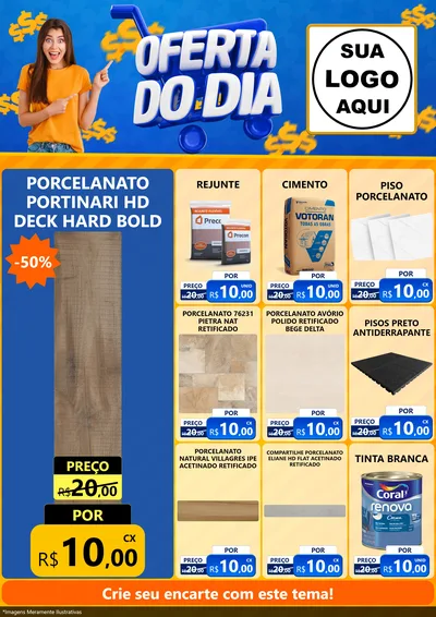 Modelo de Encarte para Encarte A4 Vertical com o tema Oferta do Dia para Pisos e revestimentos