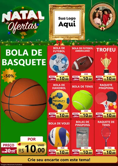 Modelo de Encarte para Encarte A4 Vertical com o tema Natal de Ofertas para Artigos Esportivos