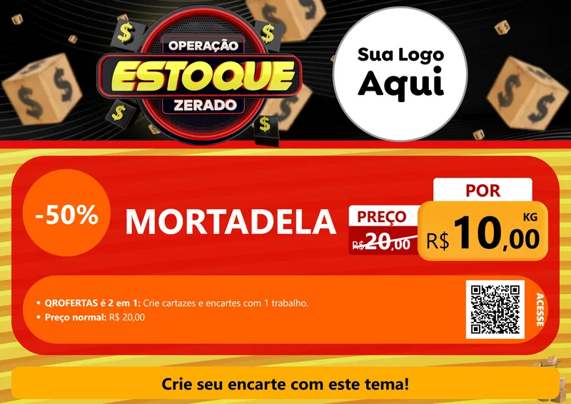 Modelo de Cartaz para Cartaz A4 Horizontal com o tema Operação Estoque Zerado para Frios e Laticínios