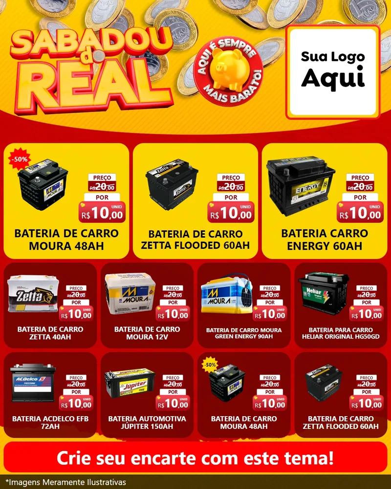 Modelo de Rede Social para Feed Instagram com o tema Sabadou do Real para Baterias Elétricas