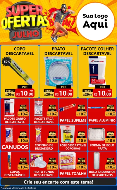 Modelo de Encarte para Encarte Grande com o tema Super Ofertas Julho para Embalagens