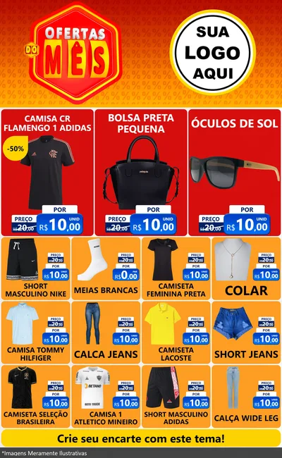 Modelo de Encarte para Encarte Grande com o tema Ofertas do Mês para Roupas e acessórios