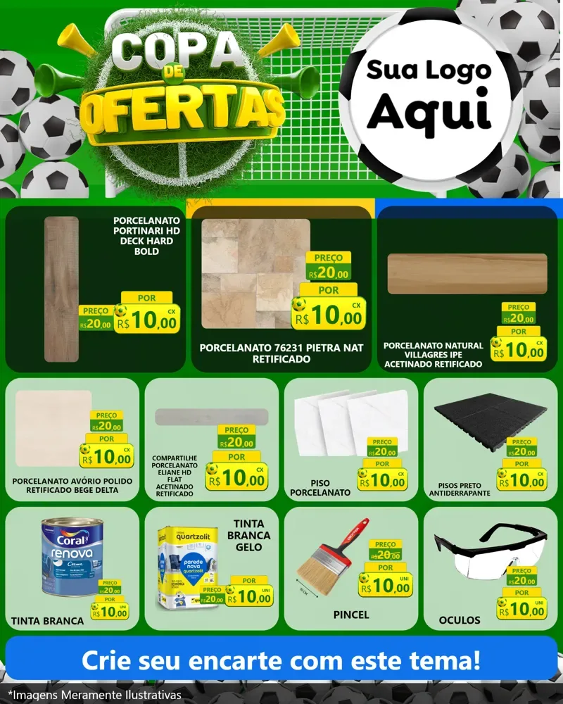 Modelo de Rede Social para Feed Instagram com o tema Copa De Ofertas para Pisos e revestimentos