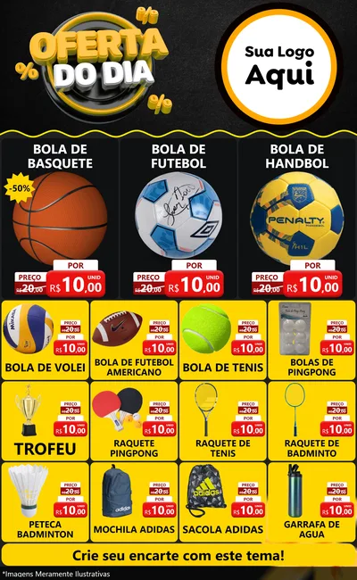 Modelo de Encarte para Encarte Grande com o tema Oferta Do Dia para Artigos Esportivos