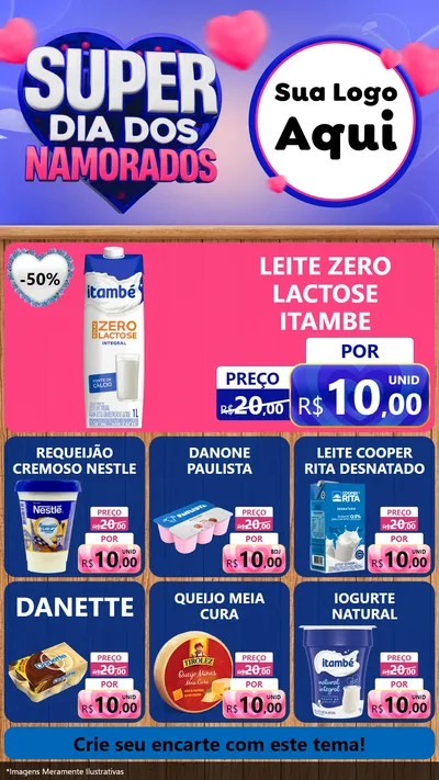 Modelo de Rede Social para Stories com o tema Super Dia dos Namorados para Frios e Laticínios