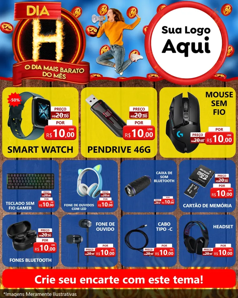 Modelo de Rede Social para Feed Instagram com o tema Dia H - O Dia Mais Barato Do Mês para Informática