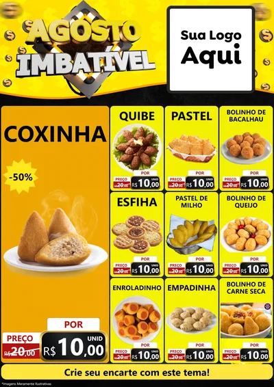 Modelo de Encarte para Encarte A4 Vertical com o tema Agosto Imbatível para Salgadaria