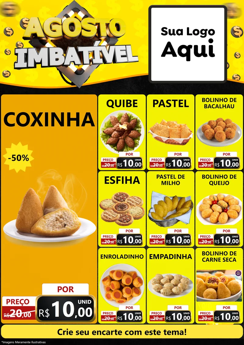 Modelo de Encarte para Encarte A4 Vertical com o tema Agosto Imbatível para Salgadaria