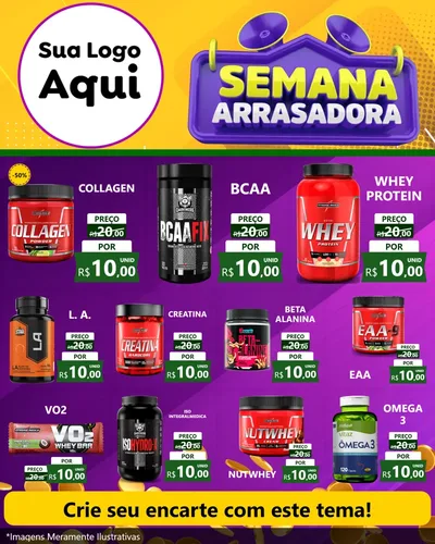 Modelo de Rede Social para Feed Instagram com o tema Semana Arrasadora para Suplementos alimentares