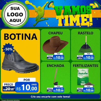 Modelo de Rede Social para Feed Facebook com o tema Vamos Time! para Agropecuária