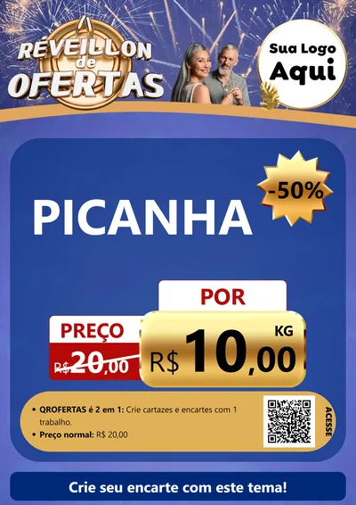 Modelo de Cartaz para Cartaz A4 Vertical com o tema Réveillon de Ofertas para Açougue