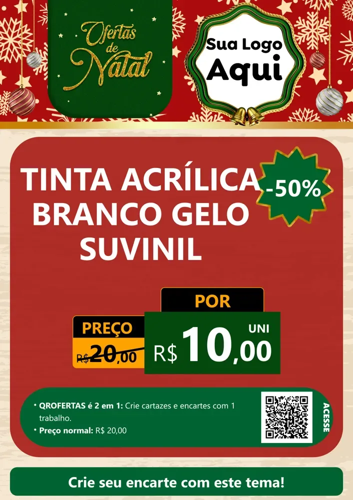 Modelo de Cartaz para Cartaz A4 Vertical com o tema Natal de Ofertas para Tintas e Ferramentas