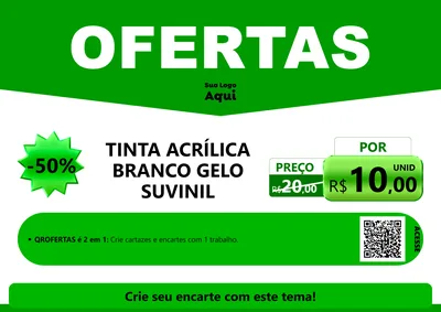 Modelo de Cartaz para Cartaz A4 Horizontal com o tema Ofertas Verde Cartaz para Tintas e Ferramentas