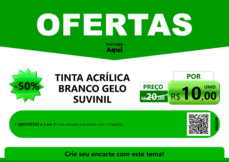 Modelo de Cartaz para Cartaz A4 Horizontal com o tema Ofertas Verde Cartaz para Tintas e Ferramentas
