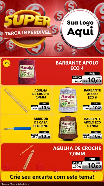 Modelo de TV para TV Vertical com o tema Super Terça Imperdível para Armarinho e Aviamentos