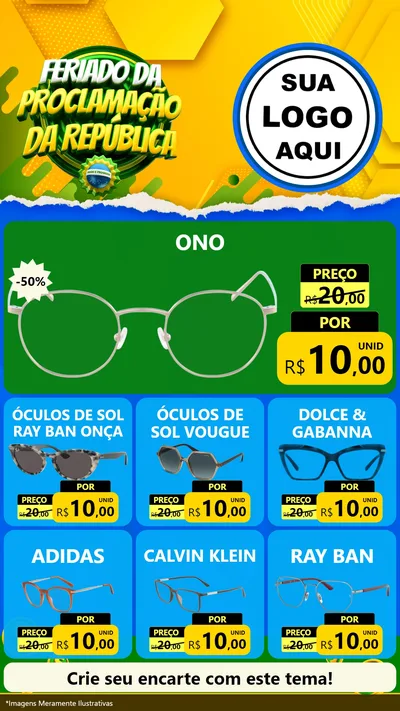 Modelo de Rede Social para Stories com o tema Feriado da Proclamação da República para Óticas