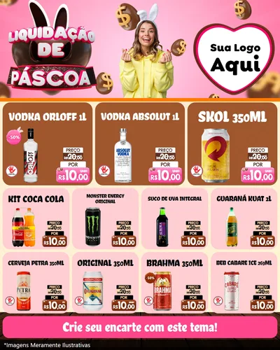 Modelo de Rede Social para Feed Instagram com o tema Liquidação de Páscoa para Distribuidora de bebidas