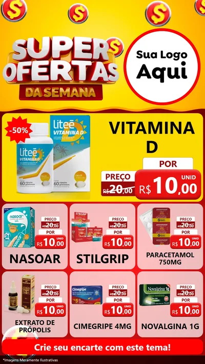 Modelo de Rede Social para Stories com o tema Super Ofertas da Semana - Farmácia para Farmácia