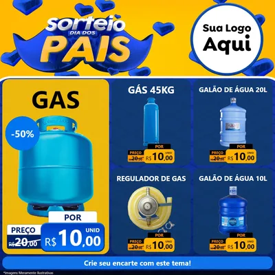 Modelo de Rede Social para Feed Facebook com o tema Sorteio Dia dos Pais para Água e gás
