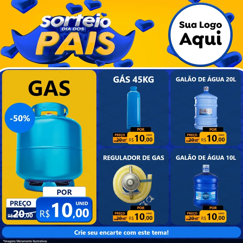 Modelo de Rede Social para Feed Facebook com o tema Sorteio Dia dos Pais para Água e gás