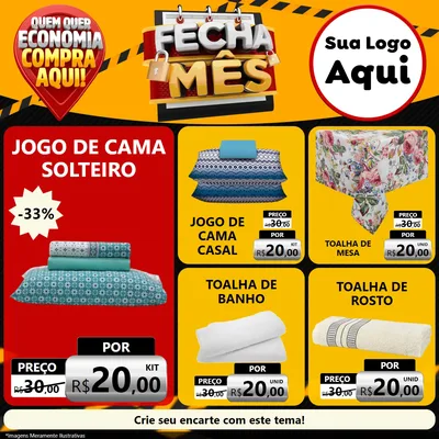 Modelo de Rede Social para Feed Facebook com o tema Fecha Mês para Cama, Mesa e Banho