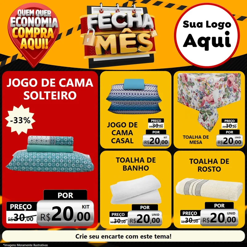 Modelo de Rede Social para Feed Facebook com o tema Fecha Mês para Cama, Mesa e Banho