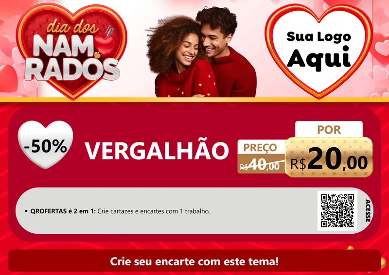 Modelo de Cartaz para Cartaz A4 Horizontal com o tema Dia dos Namorados para Ferragens