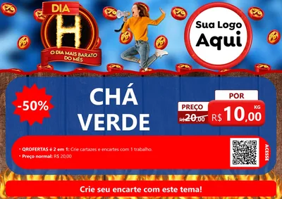 Modelo de Cartaz para Cartaz A4 Horizontal com o tema Dia H - O Dia Mais Barato Do Mês para Produtos Naturais