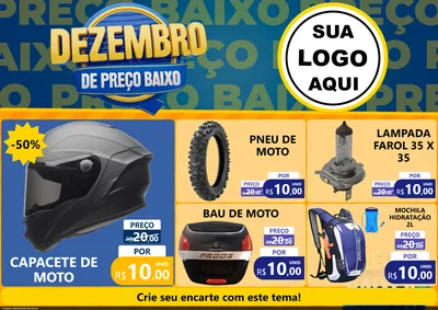 Modelo de Encarte para Encarte A4 Horizontal com o tema Dezembro de Preço Baixo para Moto peças