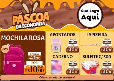 Modelo de Encarte para Encarte A4 Horizontal com o tema Páscoa da Economia para Papelaria