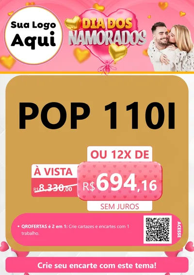 Modelo de Cartaz para Cartaz A4 Vertical com o tema Dia dos Namorados para Concessionaria de Motos