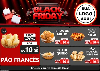 Modelo de Encarte para Encarte A4 Horizontal com o tema Black Friday para Padaria