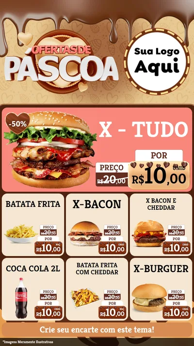 Modelo de Rede Social para Stories com o tema Ofertas de Páscoa para Hamburgueria