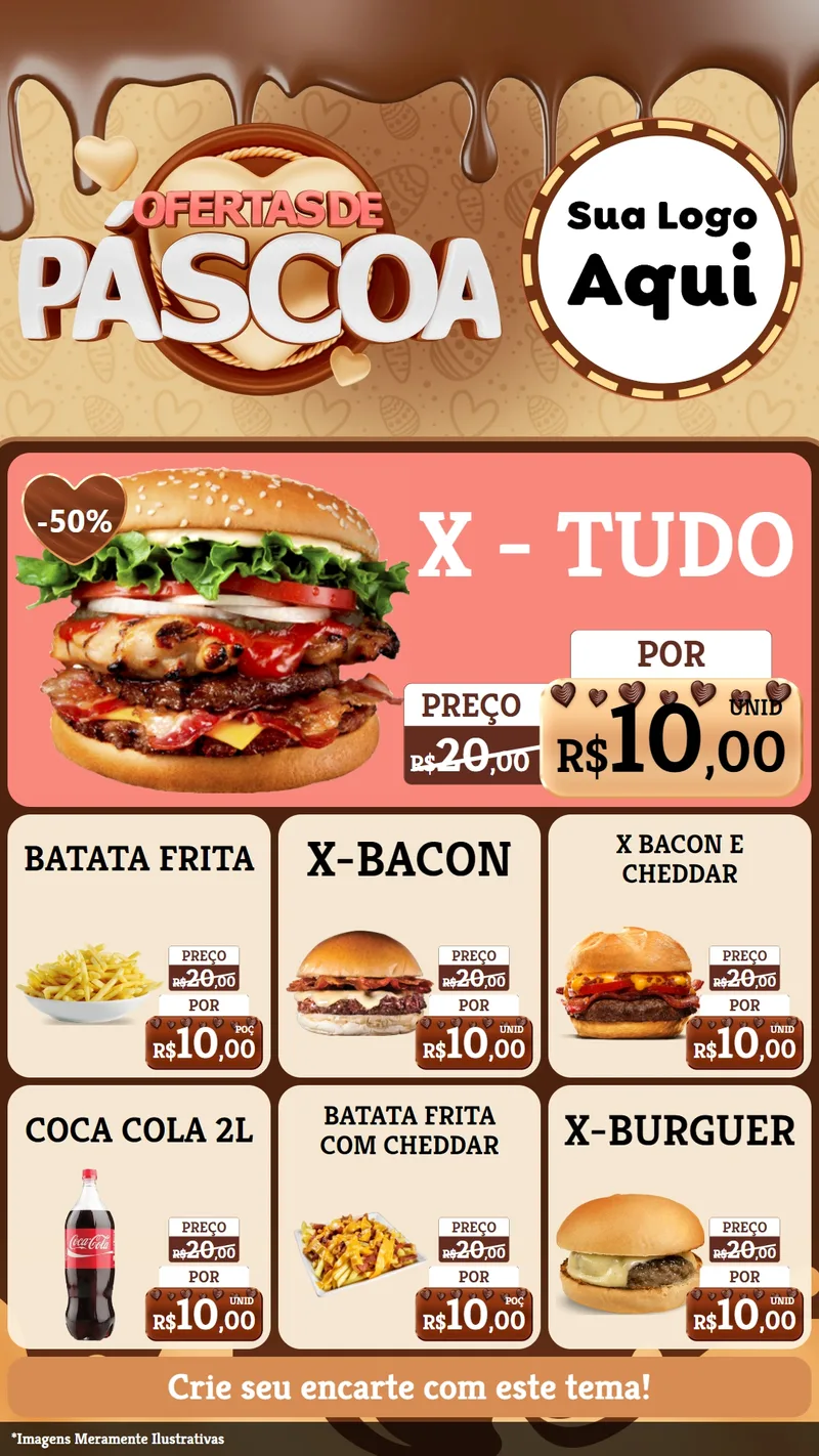 Modelo de Rede Social para Stories com o tema Ofertas de Páscoa para Hamburgueria