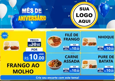 Modelo de Encarte para Encarte A4 Horizontal com o tema Mês de Aniversário para Restaurante