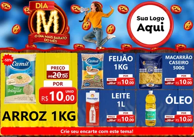 Modelo de Encarte para Encarte A4 Horizontal com o tema Dia M - O Dia Mais Barato Do Mês para Supermercado