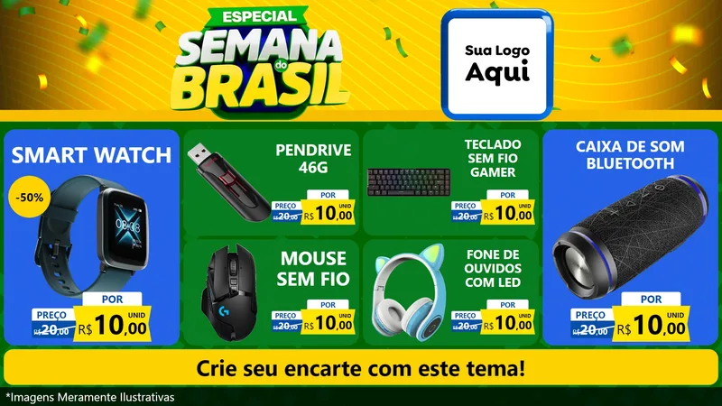 Modelo de TV para TV Horizontal com o tema Especial Semana do Brasil para Informática